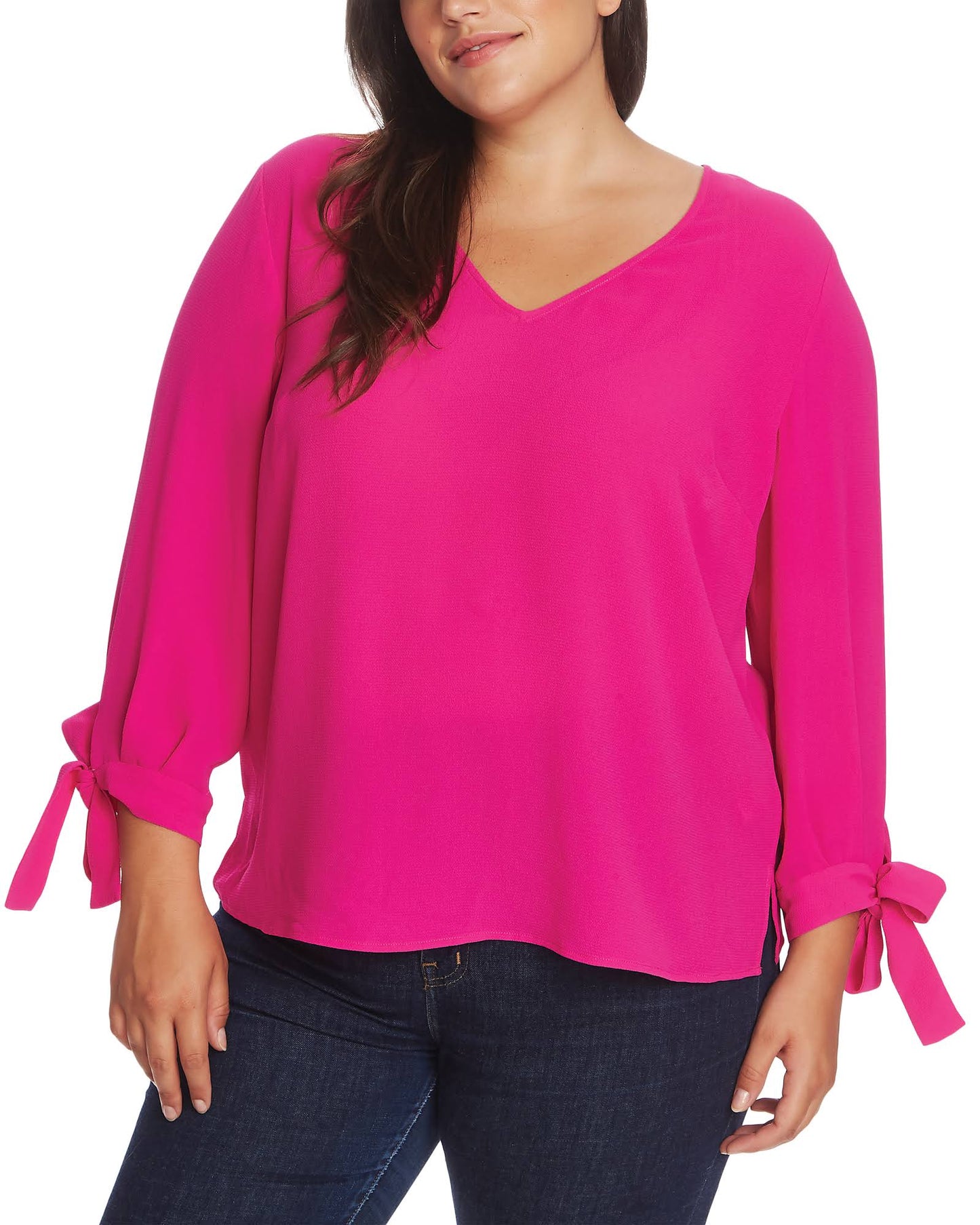 Cece Plus Size 34 Bow Tie Sleeve V-Neck Blouse - 2x KKR7_T5WUL20