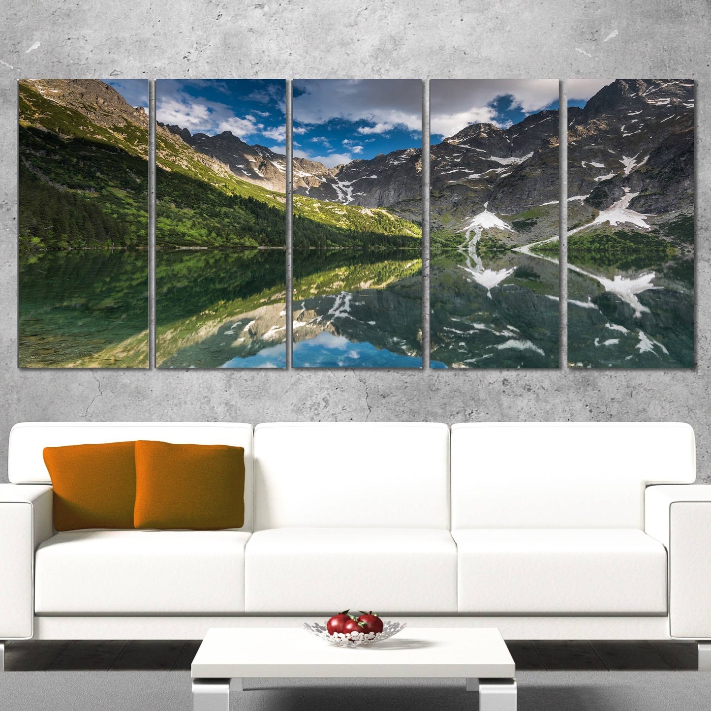 Design Art Reflection of Mountain Peaks 4 Piece Photographic Print on Wrapped Canvas Set, Green JGK4_K7DFZ78