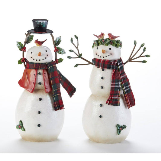 Delton 9.8x22 Resin Plaid Scarf Snowman Figurine, 2 Asst KIR8_L0FUA00