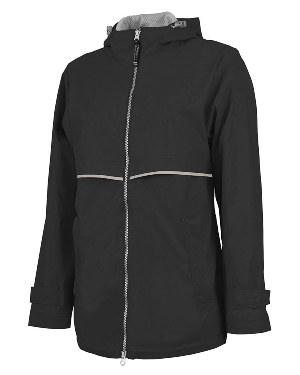 Charles River Womens New Englander Rain Jacket in Black/Reflective 5XL | 5099 WPB4_M3TXN98