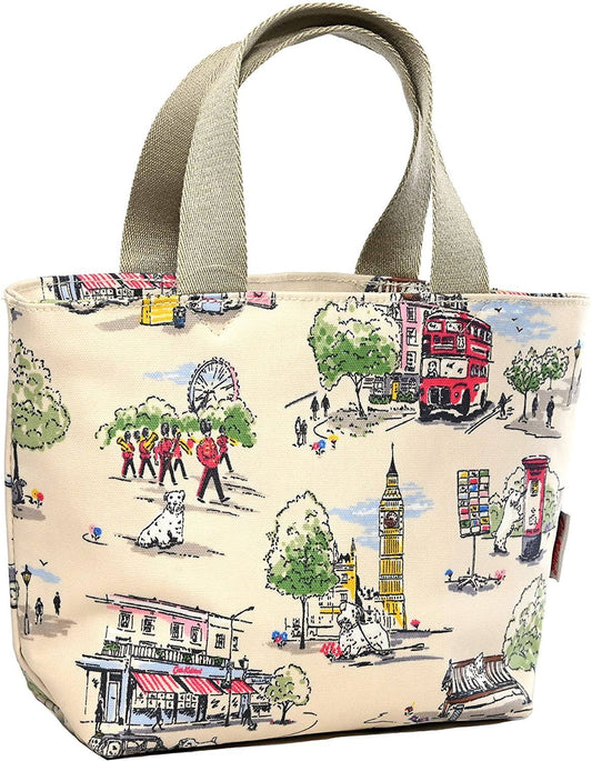 Cath Kidston Foil Insulated Lunch Tote Bag in Billie Goes to Town Design in Ivory Cream Oilcloth JZJ8_C4JPJ05