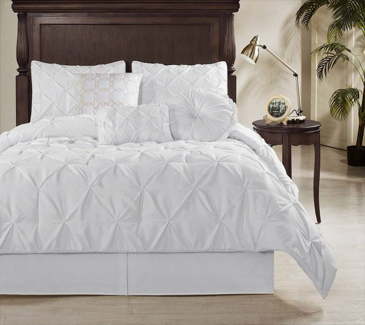 Chezmoi Collection Sydney 7 Piece Pintuck Comforter Set California King White TOH3_S5BXE44