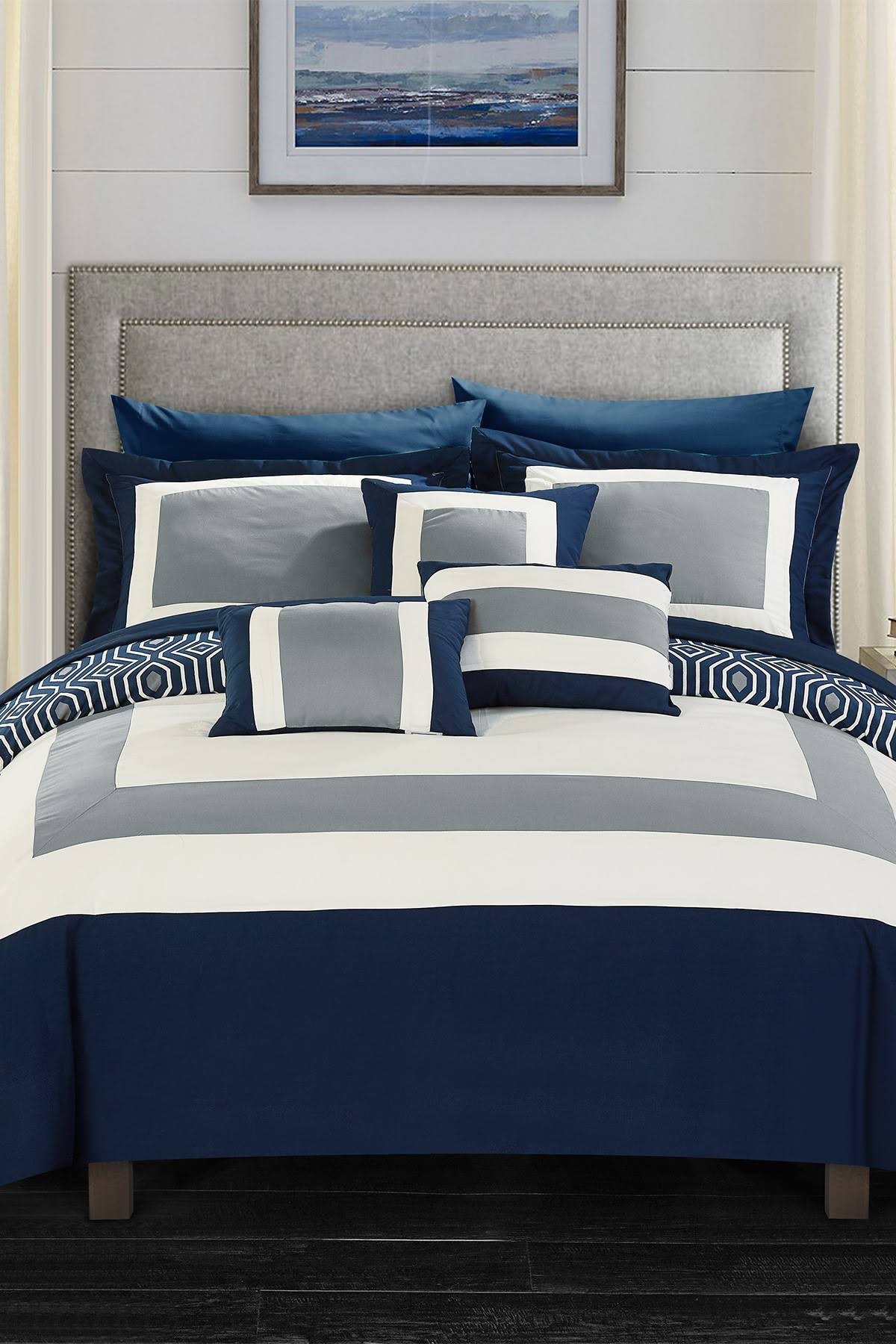 Chic Home Jouein 10-Piece Queen Comforter Set in Navy MQO7_Y8BDJ33