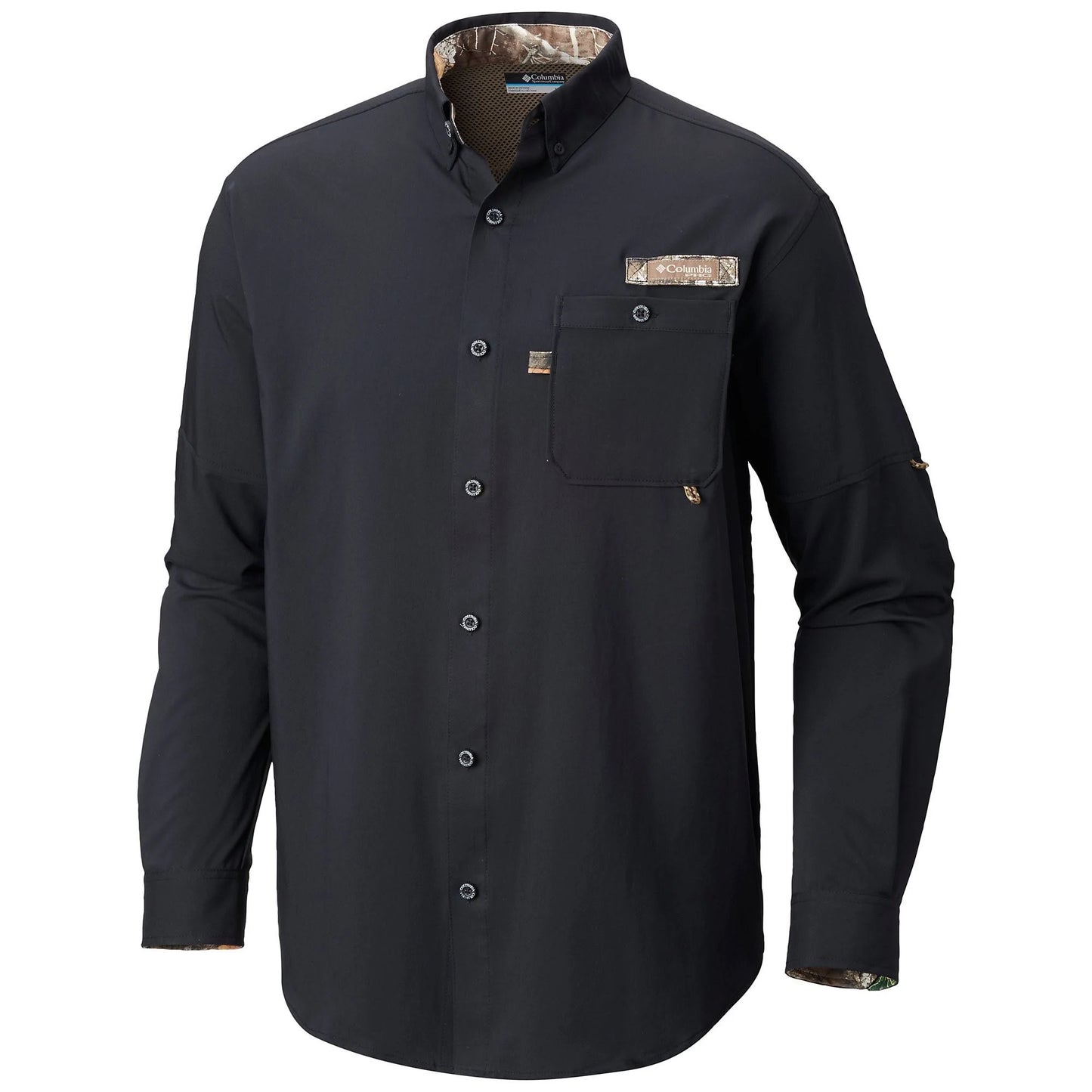 Columbia Mens Bucktail Woven Long Sleeve Shirt, Size: Large, Black PPG2_Z2FAM08