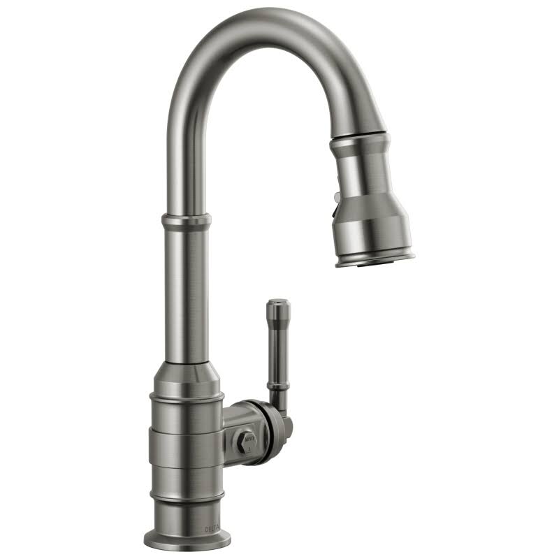 Delta 9990-KS-DST Broderick Single Handle Pull-Down Bar/Prep Faucet in Black Stainless XGZ3_J2XOB41