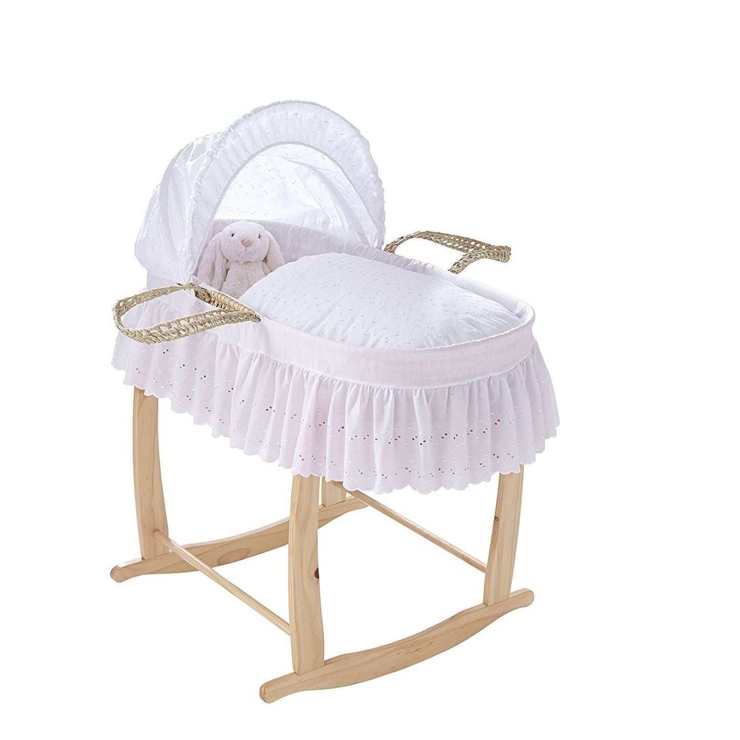 Clair De Lune Traditional Broderie Anglaise Palm Moses Basket with SK CIM5_Y7PRH69