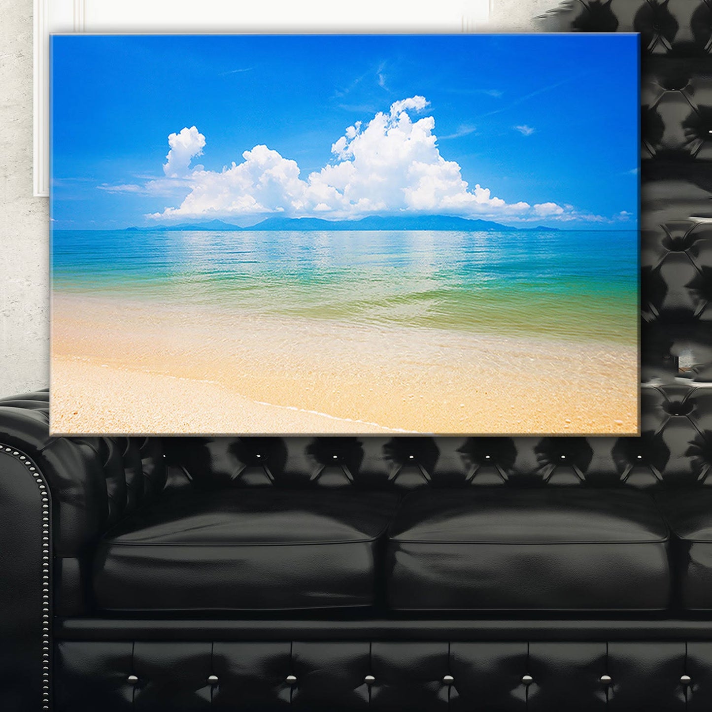 Design Art &Cloudy Horizon Over Blue Sea& Photographic Print on Wrapped Canvas, Size: 20 inch H x 40 inch W x 1 inch D DXD9_J8OHR49