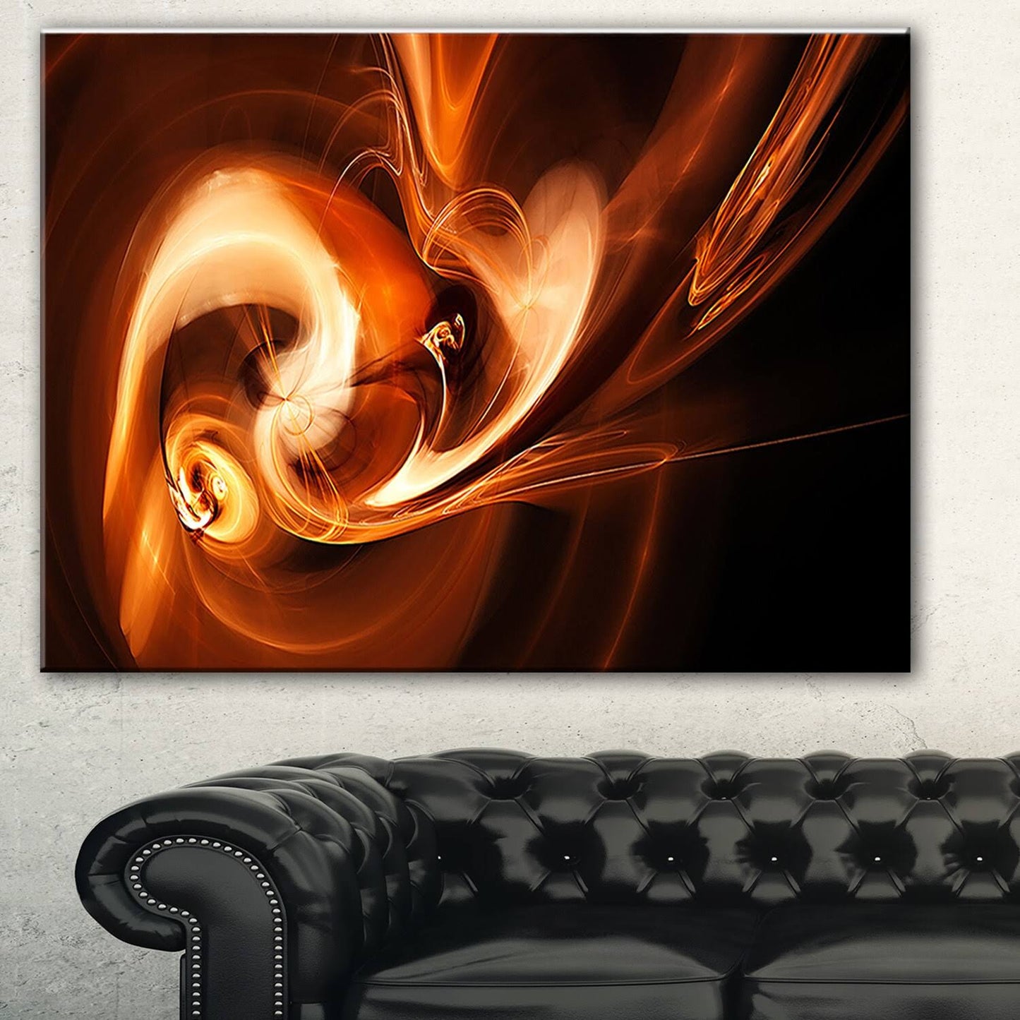 Designart &Fractal Smoke Texture Brown& Abstract Digital Art Canvas Print - 40 in. Wide x 30 in. High UBC7_Y3RPL87