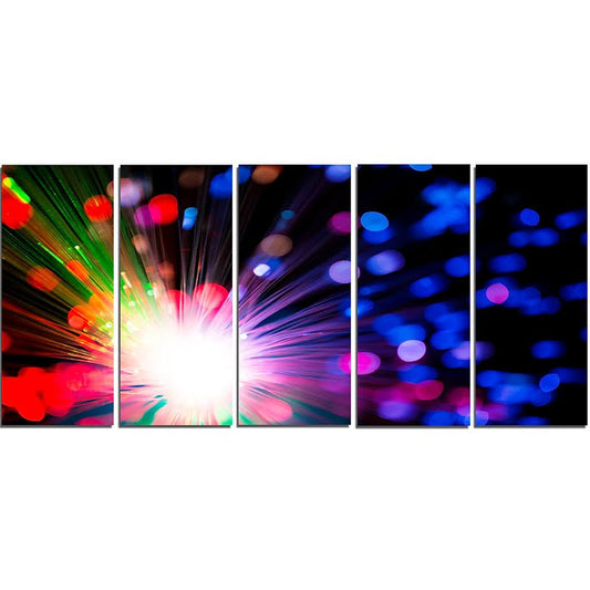 Design Art &Multicolor Optical Fiber Lighting& 5 Piece Graphic Art on Wrapped Canvas Set, Black UWY9_M4OUP27