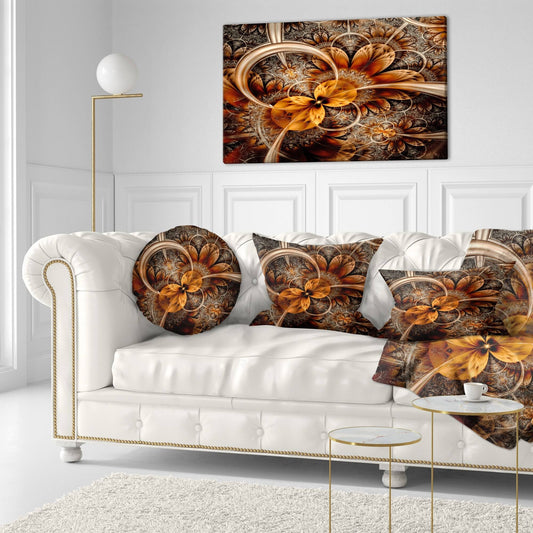 Designart &Dark Orange Fractal Flower & Abstract Canvas Art Print, Size: 40 inch x 20 inch ECP2_M4PAQ82