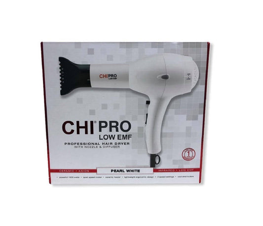 Chi Pro Low EMF Professional Hair Dryer Pearl w/Nozzle Diffuser RJZ7_C4ERP15