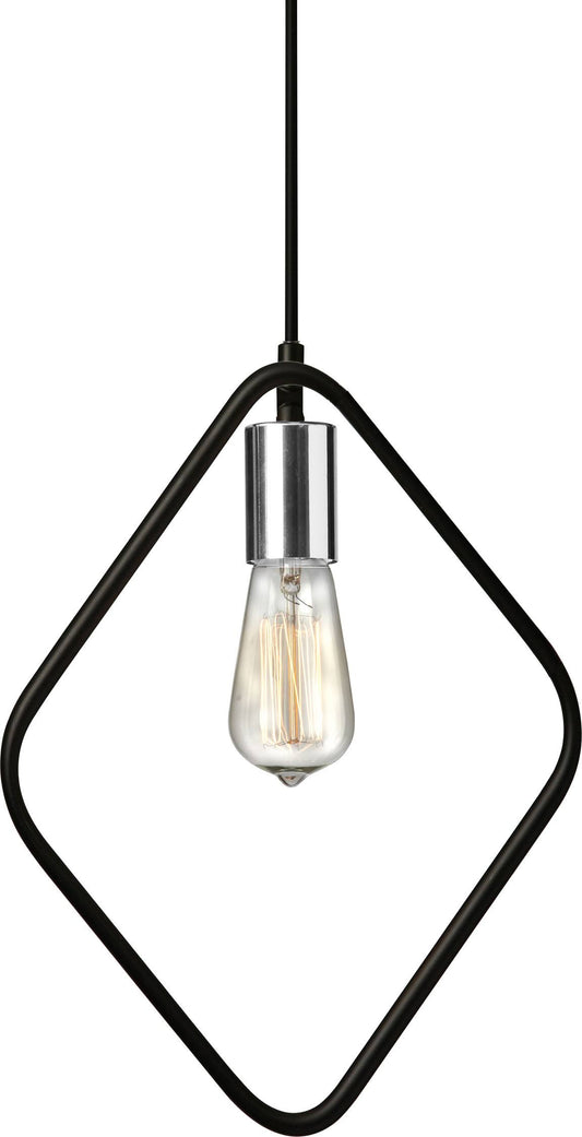 Dainolite 1 Light Pendant, Matte Black Polished Chrome Finish GMT-131P-MB-PC BRP2_E5CDS09