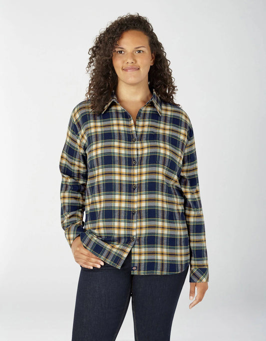 Dickies Womens Plus Size Long-Sleeve Plaid Flannel Shirt WOY5_V6MYM83