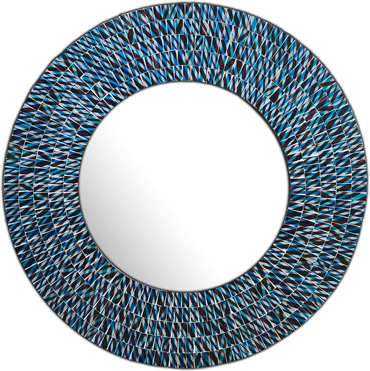 DecorShore 24 inch Round Wall Mirror Decorative Mosaic Bathroom Mirror | Decorative Hall Mirror | Art Wall Mirror | Wall Mounted KMU4_R5MWB82