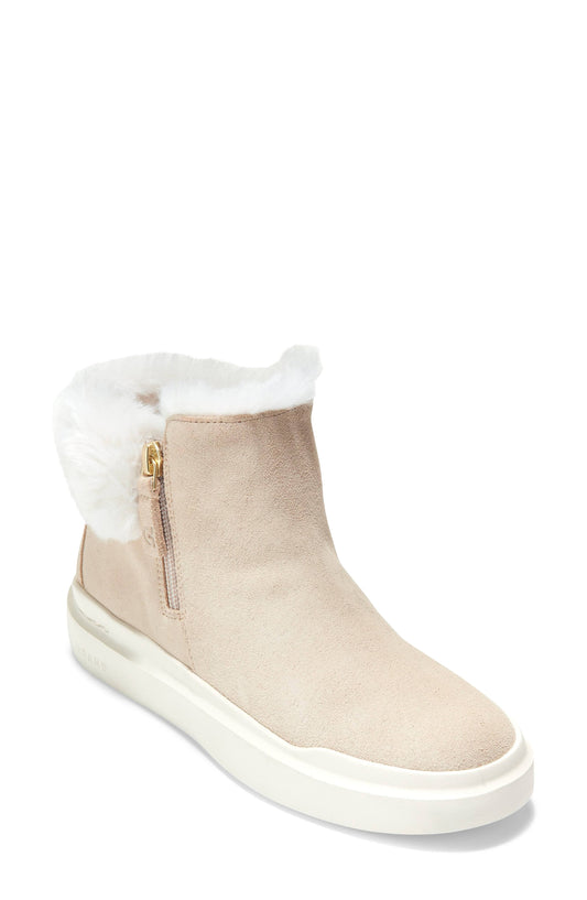 Cole Haan Grandpro Rally Faux Fur Trim Bootie - Beige - 7.5 B HUS7_C5QVK04