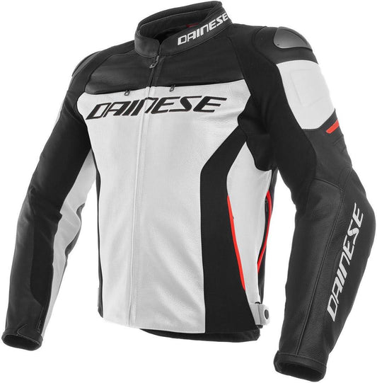 Dainese Racing 3 Leather Jacket White- Black -Red 52 MBI7_R4NGJ30