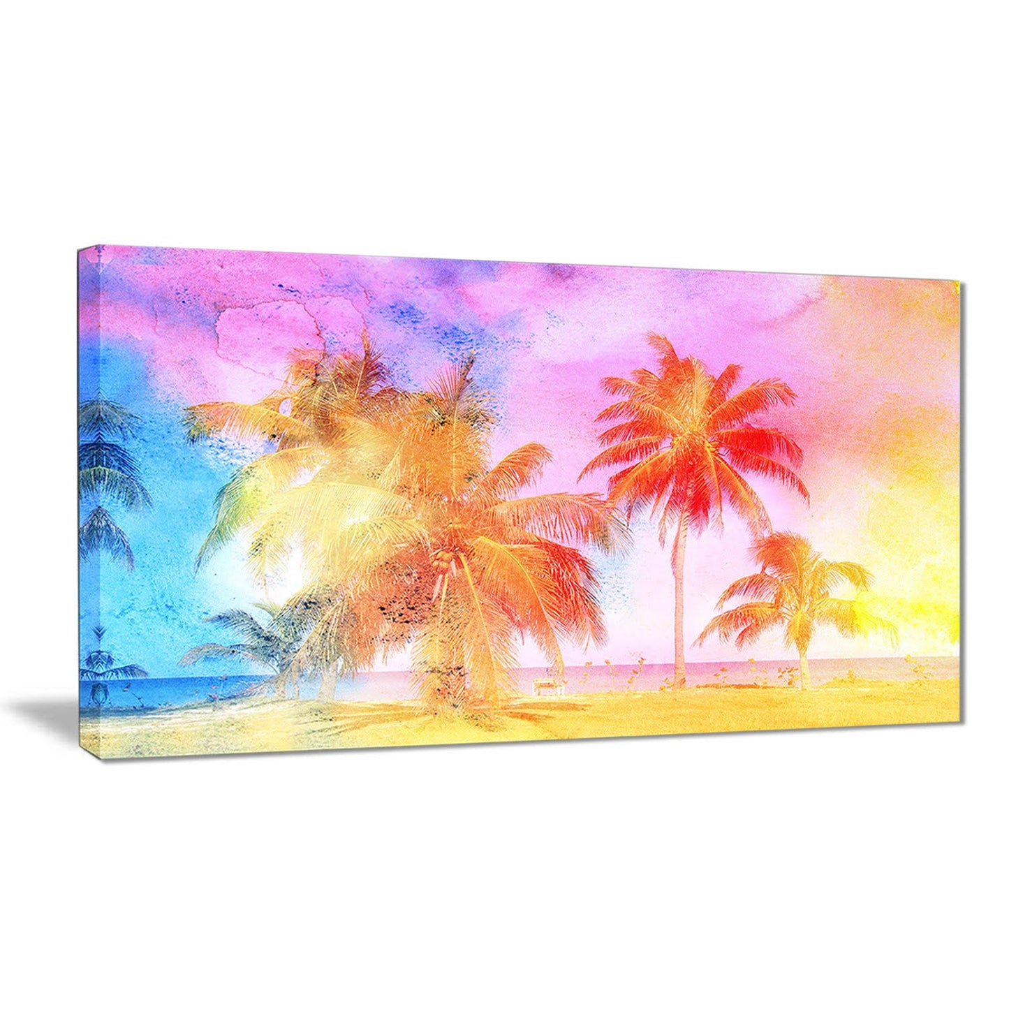 Designart High Rise Retro Palm Trees Landscape Painting Canvas Print - 60221920018 VOB4_Z5JBN36