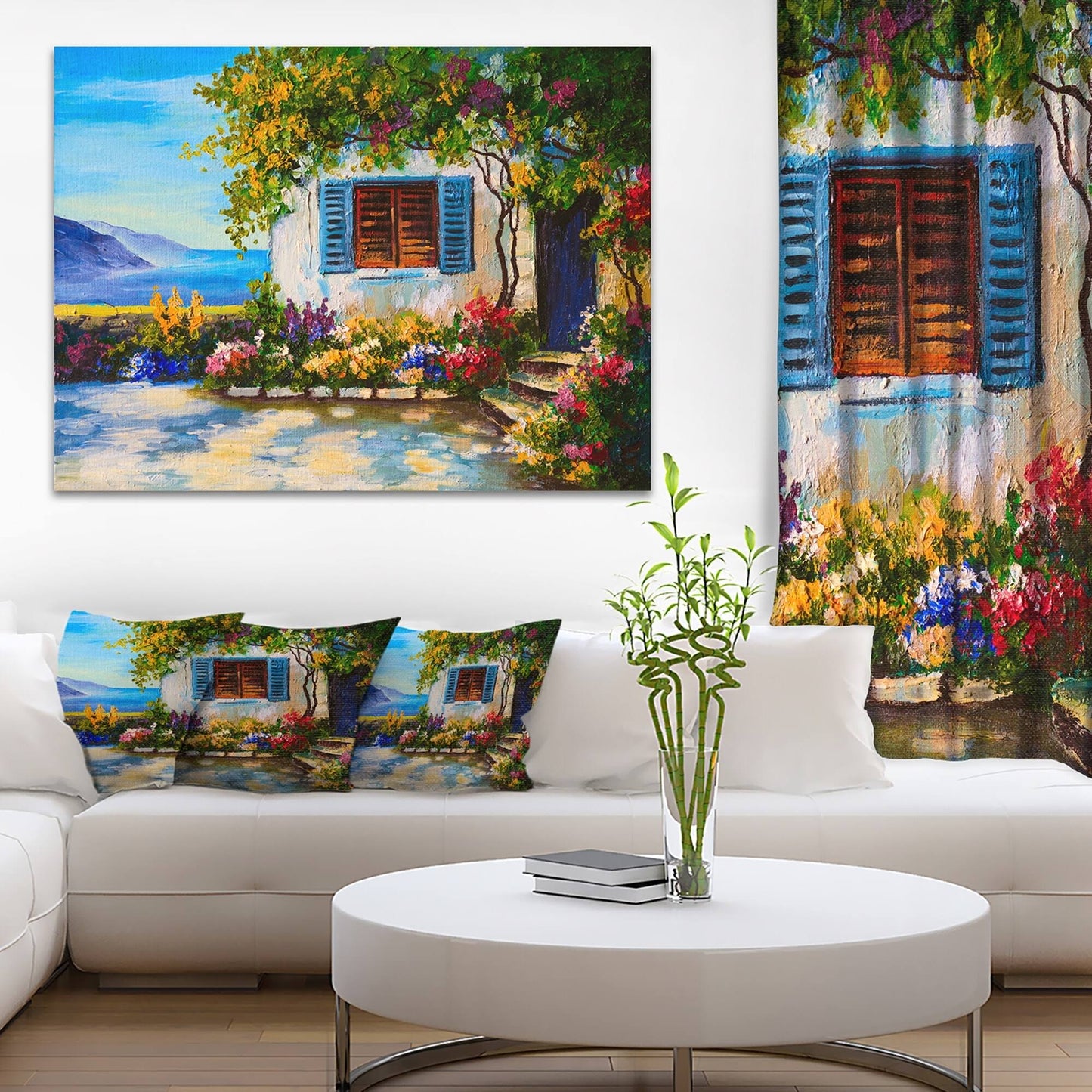 Designart &House Near Sea Oil Painting& Painting Print on Wrapped Canvas Size: 30x22 H x 40x22 W x 1x22 D MOD8_Z0AMA77