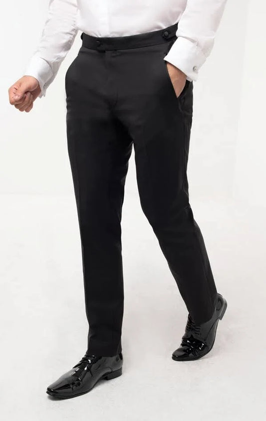 Dobell Black Slim-Fit Tuxedo Pants MZL0_Z5LOY03