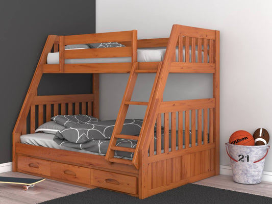 Discovery World Furniture Honey Twin Over Full Mission Bunk Bed ETD9_N1FYQ44