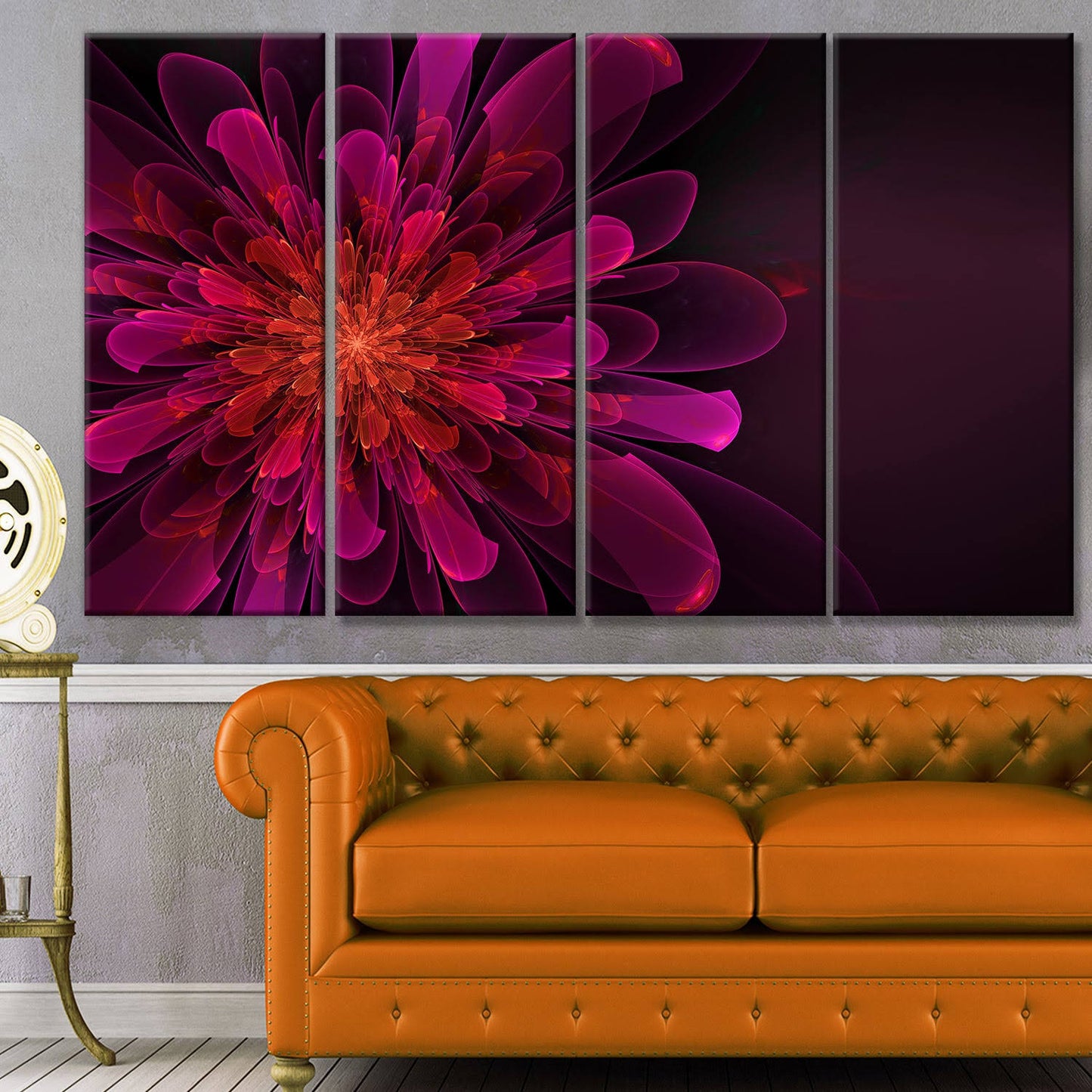 Design Art Large Pink Alien Fractal Flower Graphic Art Print Multi-Piece Image on Canvas IUN6_P0FRO76