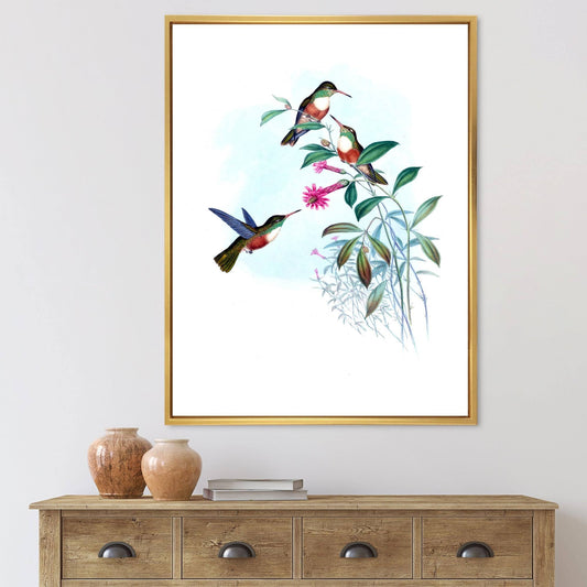 Designart Vintage Hummingbird IV Traditional Framed Canvas Wall Art Print - 30 in. Wide x 40 in. High - Gold MKI5_R7BFA98