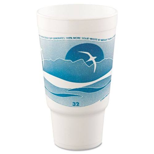 DCC32AJ20H Dart Horizon Foam Cup Hot Cold 32 oz Printed Teal White 16 Bag YRI9_Z5BJQ02