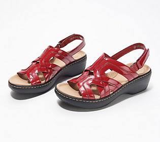 Clarks Collection Strappy Sandals - MerliahLilac, Size 7 Medium, Red Patent OVS0_Z2VMH96