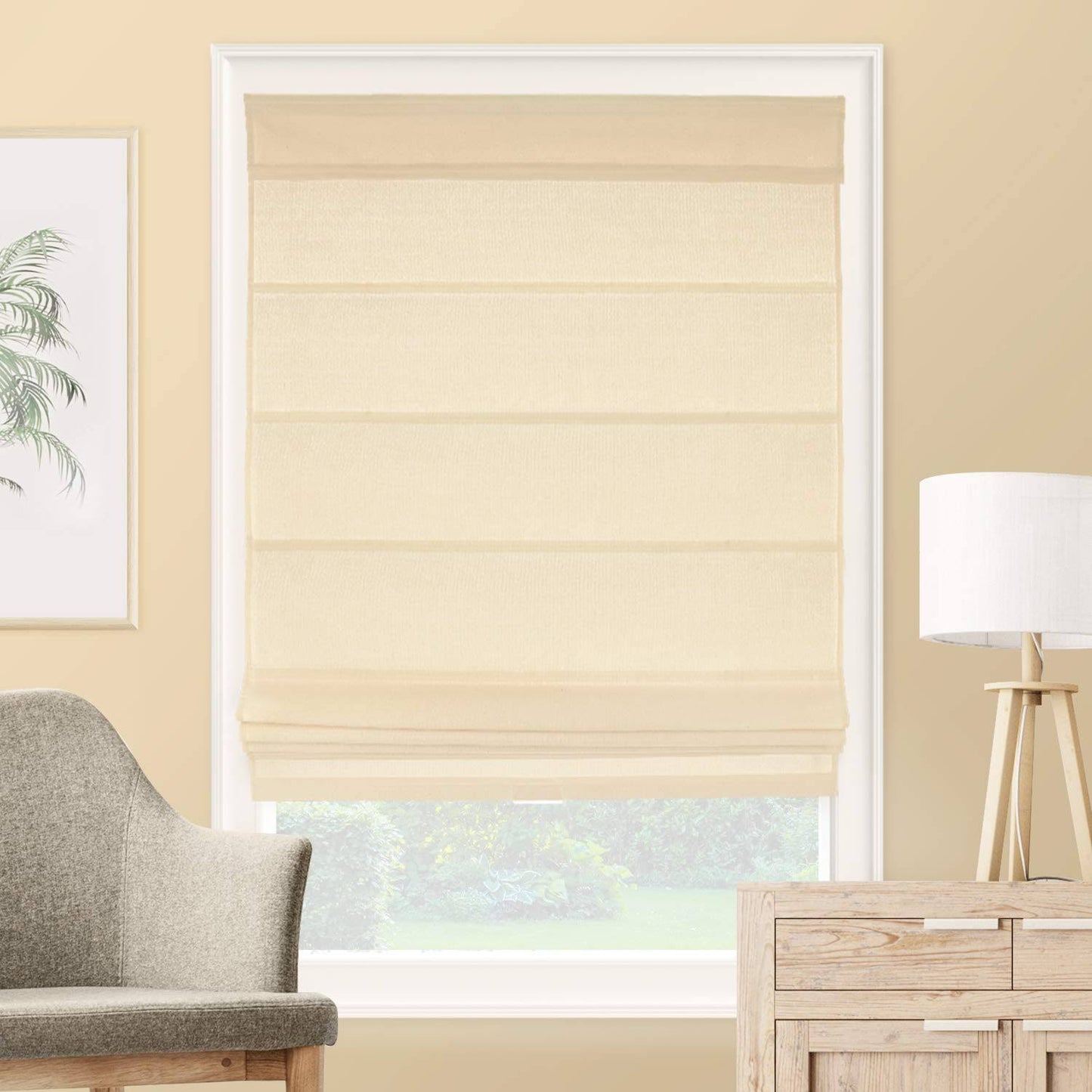 Chicology RMPS2164 64 x 21 in. Cordless Roman Rustic Cotton Cascade Window Shade - La Playa Sand PDC1_W2RCF49