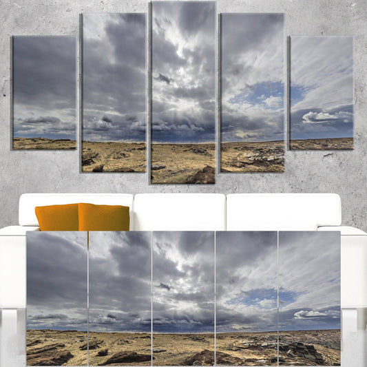 Design Art Sky and Stones Under Dark Clouds 5 Piece Wall Art on Wrapped Canvas Set, Gray DYC7_B1XHU37