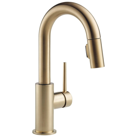 Delta Faucet 9959-CZLS-DST Trinsic Single Handle Bar Kitchen Swivel Pull-Down Prep, Champagne Bronze ABH2_Q2DYA44