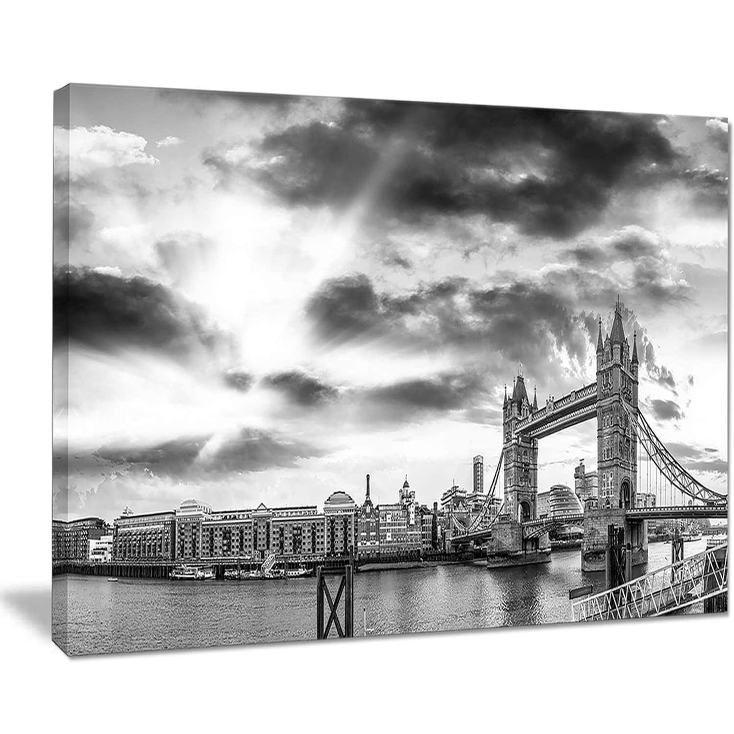 Design Art Black and White View of London Panorama - Cityscape Canvas Print, 40 in. Wide x 30 in. High SLB7_D3GSG91