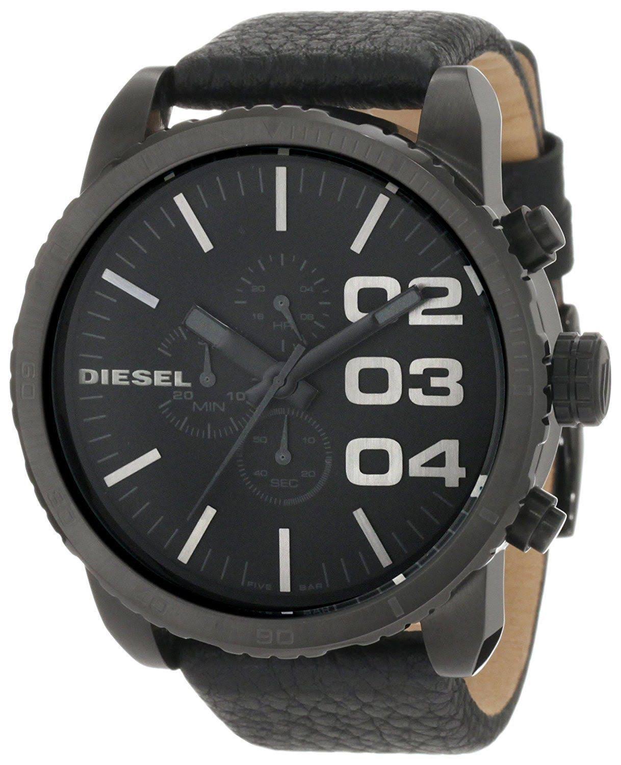 Diesel Mens Chronograph Black Dial Black Leather Watch DZ4216 TUU0_Z1KKV93