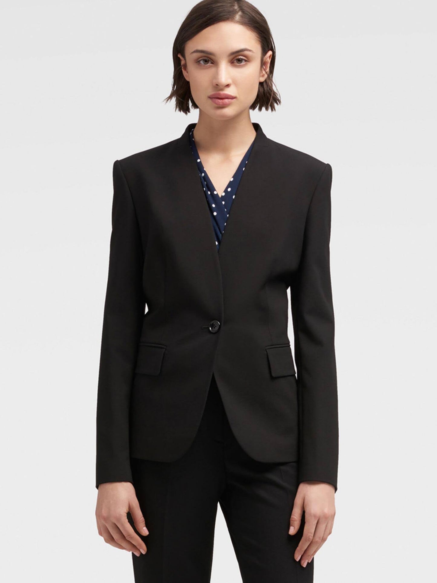 Dkny Collarless One-Button Blazer - Black LPP1_Y1RDT19