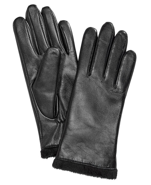 Charter Club Micro Faux Fur Lined Leather Tech Gloves Black L/Black KGI2_C0JNC24