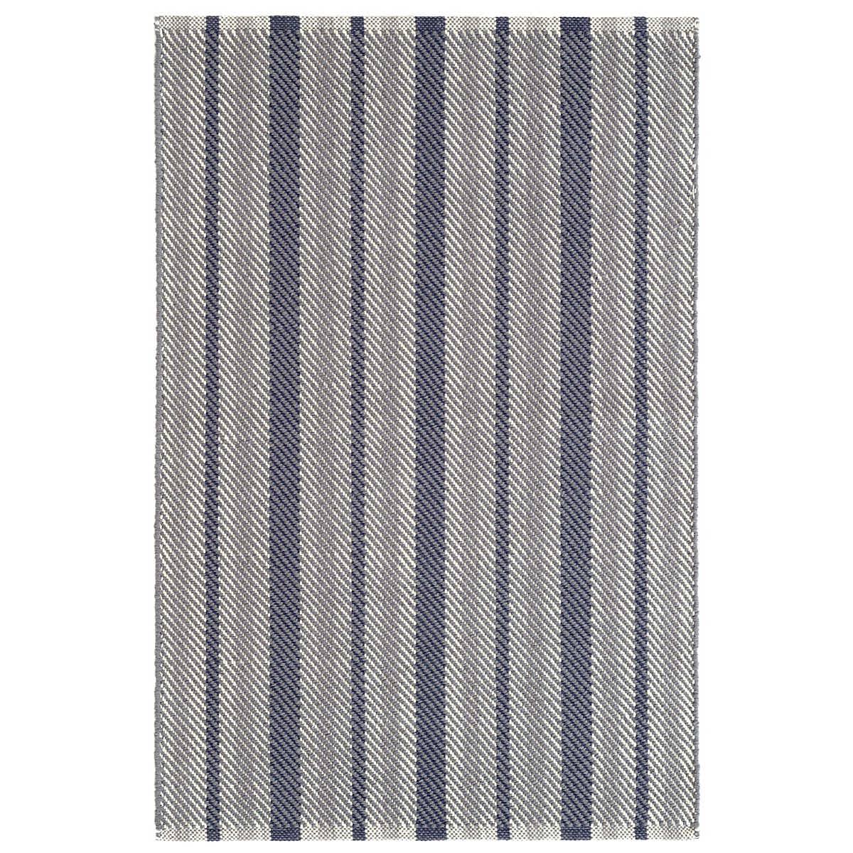 Dash and Albert Herringbone Stripe Navy Woven Cotton Rug 6x9 WIM5_F8UER45