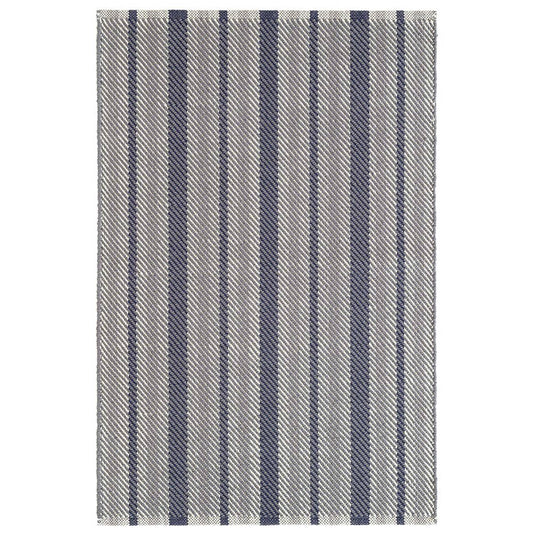 Dash and Albert Herringbone Stripe Navy Woven Cotton Rug 6x9 WIM5_F8UER45