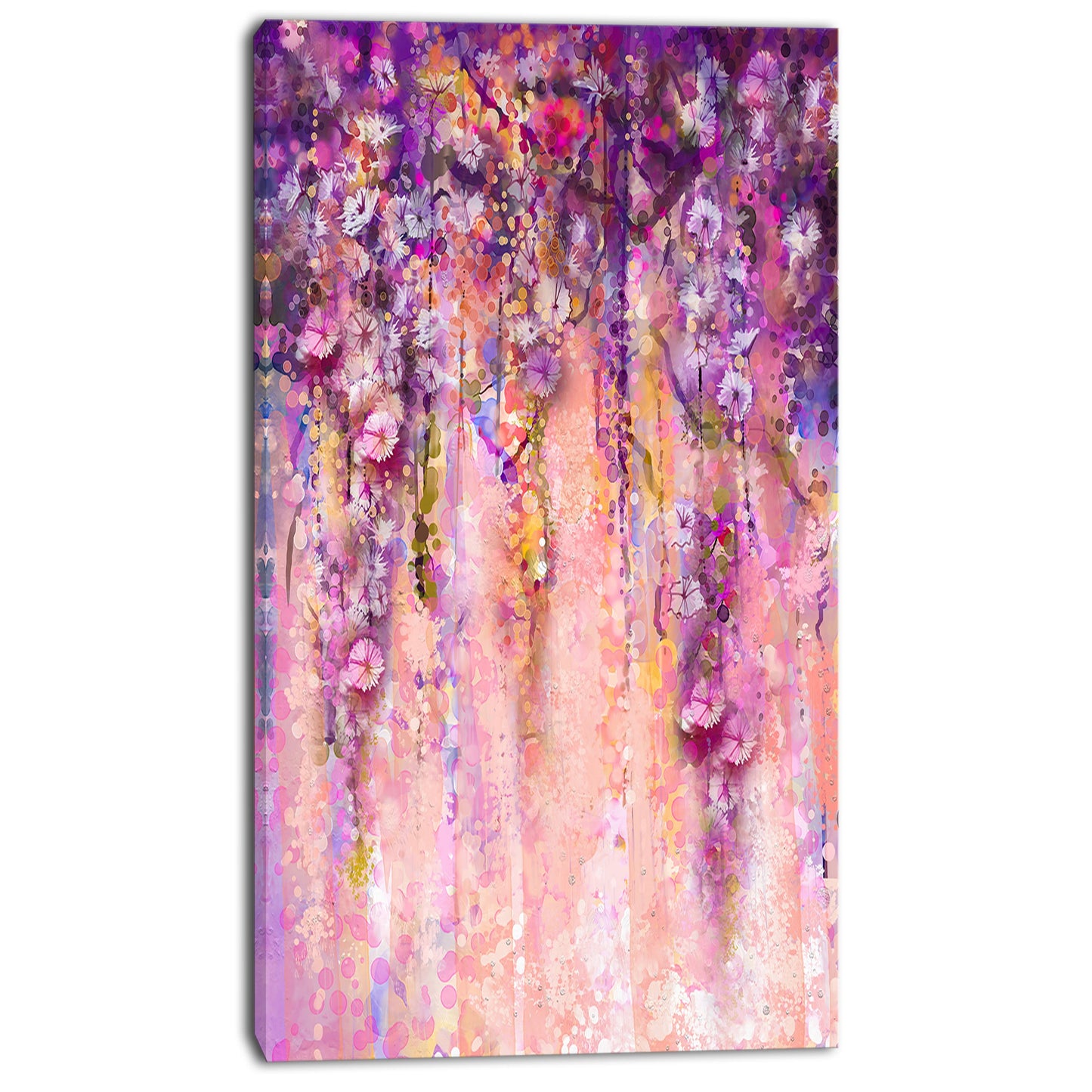 Designart Pink and Violet Flowers Watercolor Painting Print on Wrapped Canvas PBZ3_X7CLK46