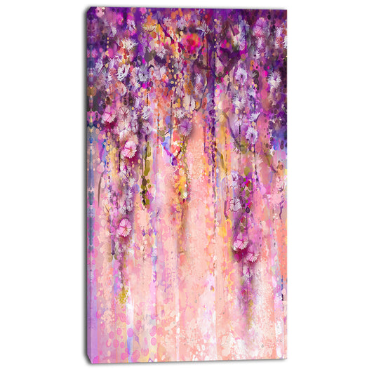 Designart Pink and Violet Flowers Watercolor Painting Print on Wrapped Canvas PBZ3_X7CLK46