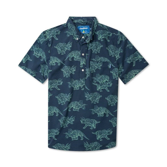 Chubbies The Dino Rawr Seersucker Stretch Mens Short-Sleeve Shirt, Size M VFT9_D0ADJ77