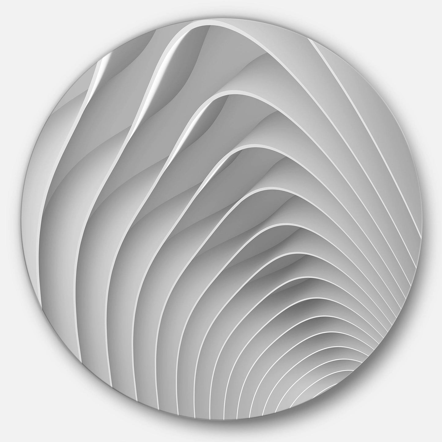 Designart &Fractal Bulgy White 3D Waves& Abstract Circle Metal Wall Art, Size: 38 inch x 38 inch STC1_S8TNZ97