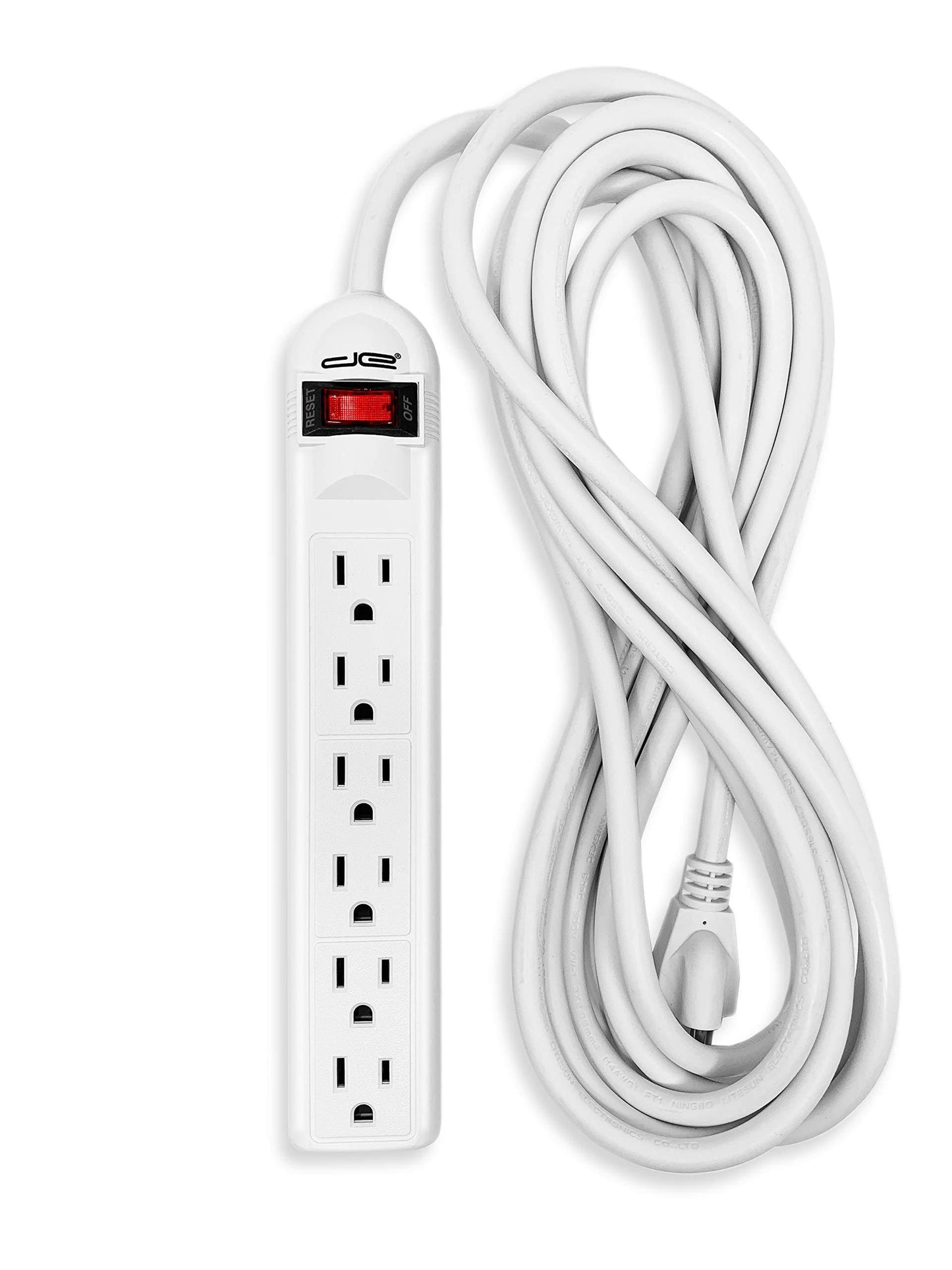 Digital Energy 6-Outlet Surge Protector Power Strip with 50-ft Long Extension Cord, White EWE8_C5TUM01