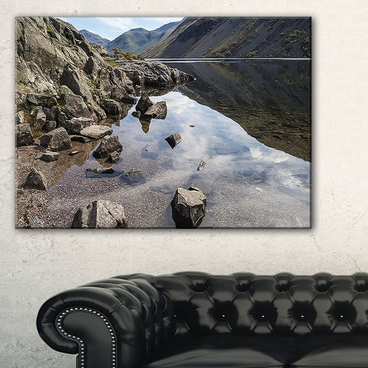 Design Art Stunning Wast Water Reflection Photographic Print on Wrapped Canvas, Size: 16 inch H x 32 inch W x 1 inch D, Blue XOL4_G4CVL87