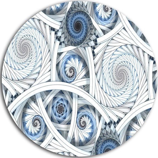 Design Art White Spiral with Blue Fractal Art Graphic Art Print on Metal, Gray RCF4_H9WBT68