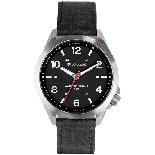 Columbia CSS10-001 Stainless Analog Black Dial Leather Strap Watch IST0_D5HBD39