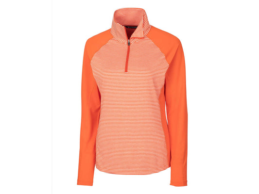 Cutter Buck Womens College Orange Forge Tonal Stripe Half Zip CEG6_Q6DRX64