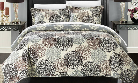 Chic Home QS3310-US Dorothy Boho Inspired Reversible Print Quilt Set - Beige - King - 3 Piece HME3_U0ZUZ93