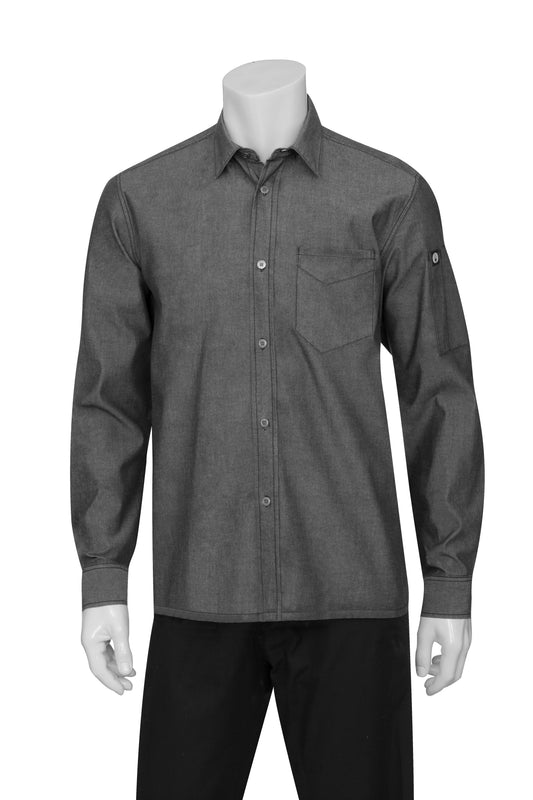 Chef Works Mens Detroit Long Sleeve Denim Shirt FHA5_A4QHQ48