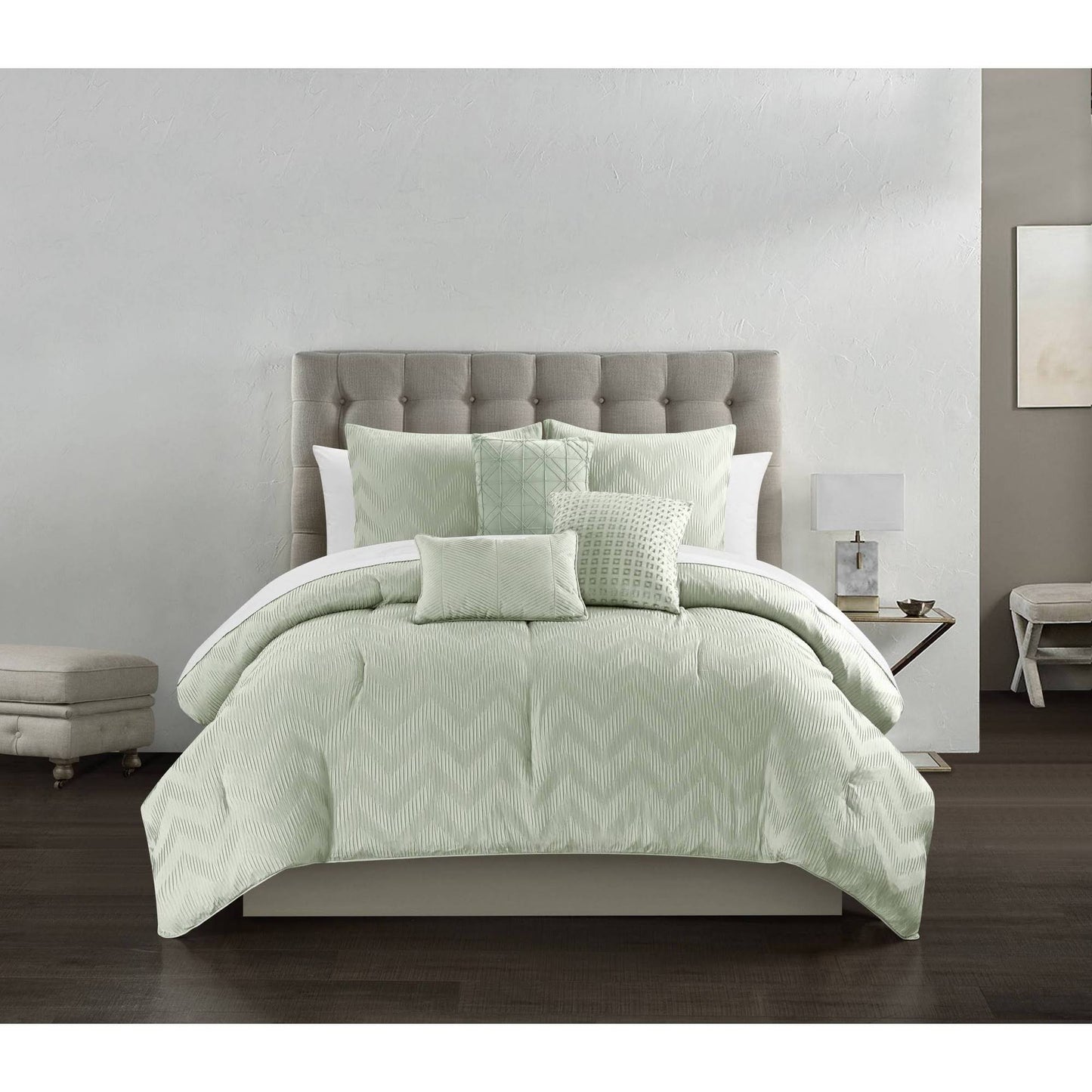 Chic Home Meredith 6 Piece Queen Comforter Set - Green ZUL3_R2KQJ96