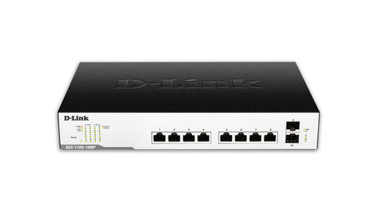 D-Link DGS 1100-10MPP Unmanaged Switch - 8 PoE+ Ethernet Ports 2 Gigabit SFP Ports BSB2_O4ARS66